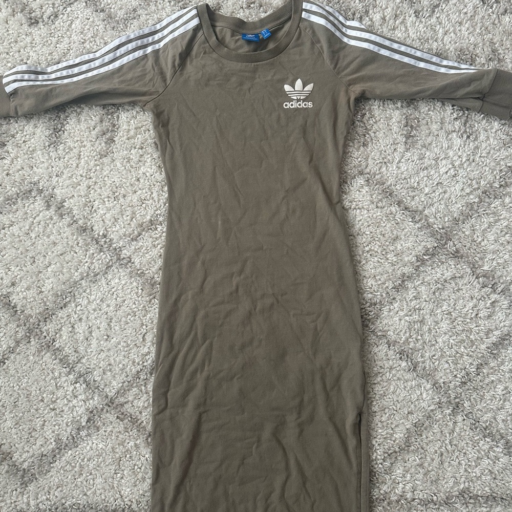 Adidas Olive Green Long Sleeve Dress